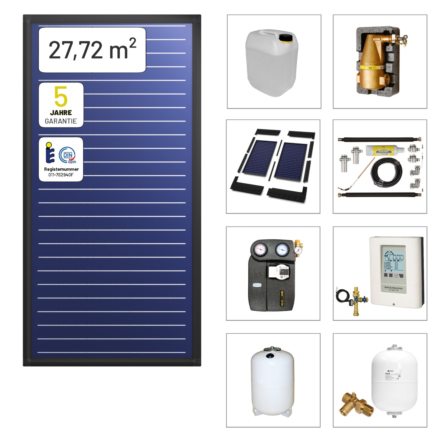 Solarbayer FlairAL Indach-Solarpaket 11 1-reihig, Gesamtfläche Brutto: 27,72 m2