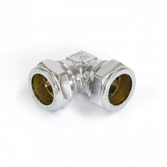 Solarbayer Verchromte Winkelverschraubung 22 mm Klemmringwinkel 90 Grad