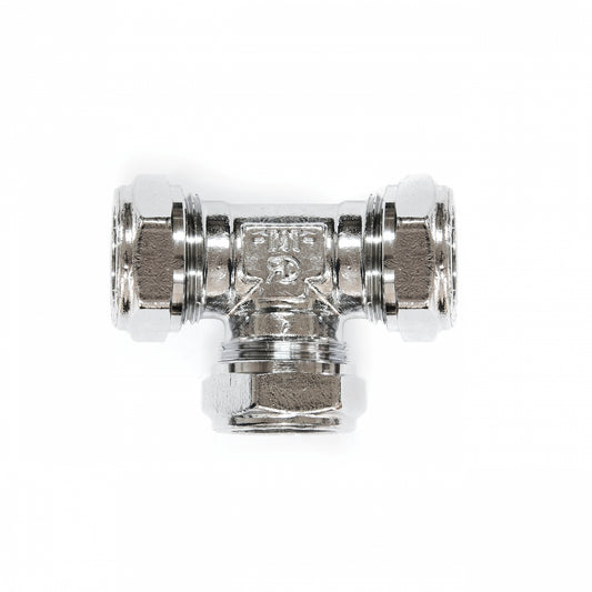 Solarbayer Verchromtes Klemmring T-Stück 22 mm Klemmring-Verschraubungssystem