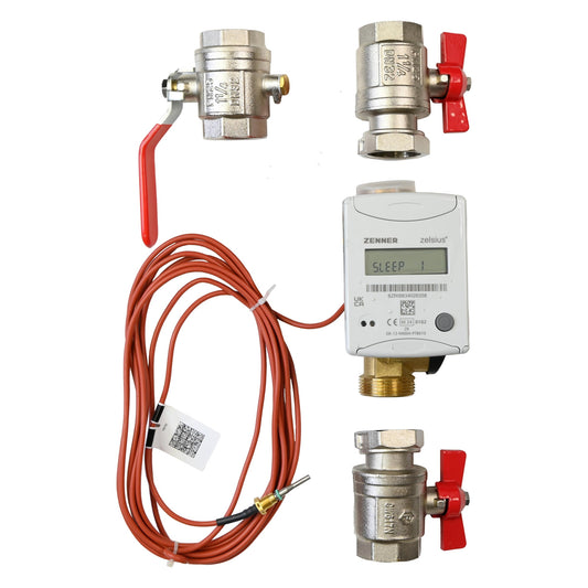 Solarbayer Wärmemengenzähler Ultraschall Kompakteinheit inkl. Kugelhähnen und Fühler