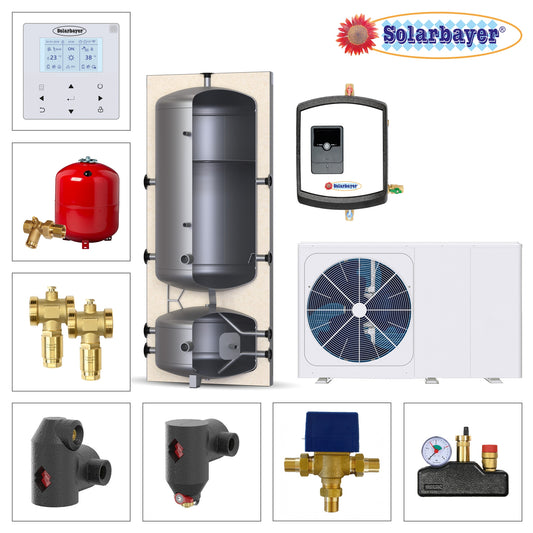 Solarbayer Wärmepumpenpaket LWM 12 / WP-DF / Friwa Set 2, Doppelspeicher 300/100 mit Friwa25