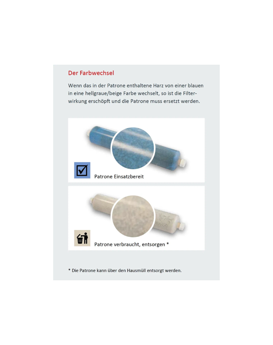 Elysator Purotap Befüllstation inkl. micro Vollentsalzungs-Einwegpatrone mit Farbumschlag, 2,8 m Schlauch und Wandhalterung (Befüllstation) Purotap micro Vollentsalzungs-Einwegpatrone mit Farbumschlag, 2,8 m Schlauch und Wandhalterung