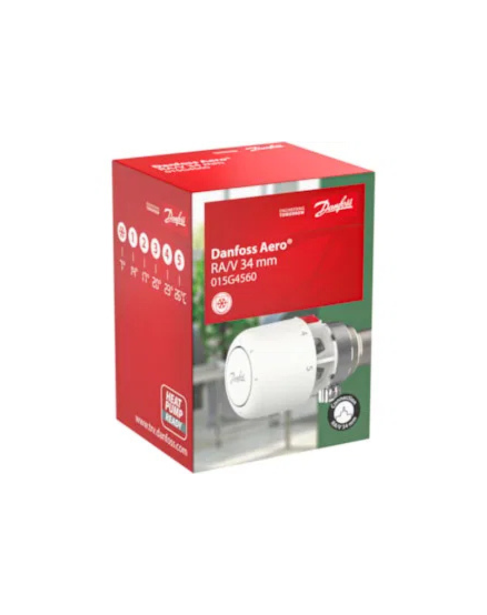 Danfoss Thermostatkopf Aero RA/V (Serviceelement), gasgefüllter Fühler, 34mm Aufnahme