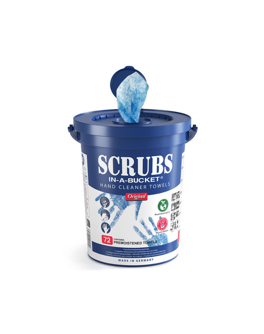 Scrubs Hand-Reinigungstücher In-a-Bucket, für Hände & Oberflächen, Spenderbox, 72 Tücher