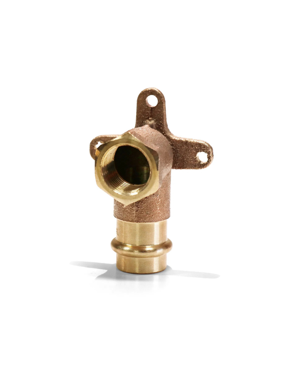 Pipetec Kupfer-Press-Wandwinkel 90° aus Rotguss, Innenpressende x IG, DVGW, V+M-Kontur