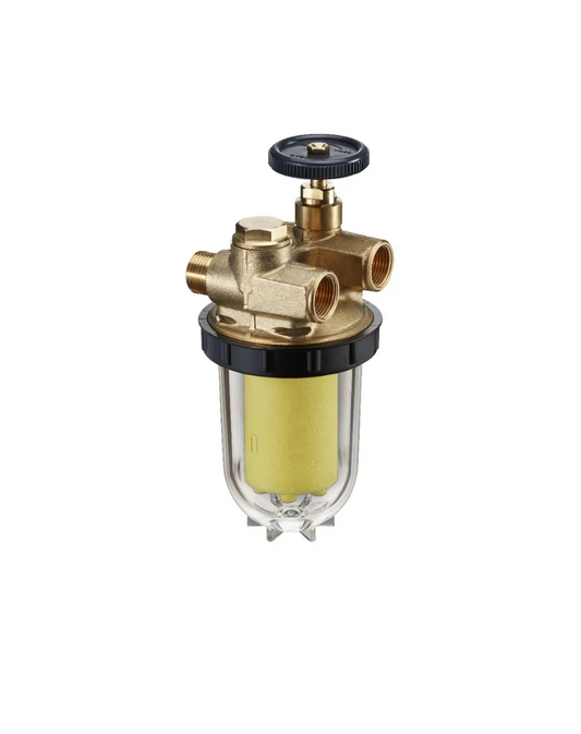 Oventrop Heizölfilter Oilpur Z A mit Absperrung für Zweistrangsysteme DN 10, tankseitig G ⅜ IG, brennerseitig G ⅜ AG, Sinterkunststoff 50-75 µm