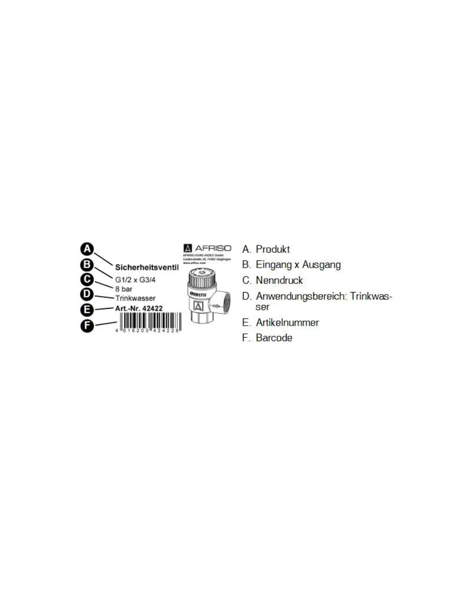 Afriso Membran-Sicherheitsventil SVW (TÜV-geprüft) für Trinkwasser 2,5 bar- 3 bar
