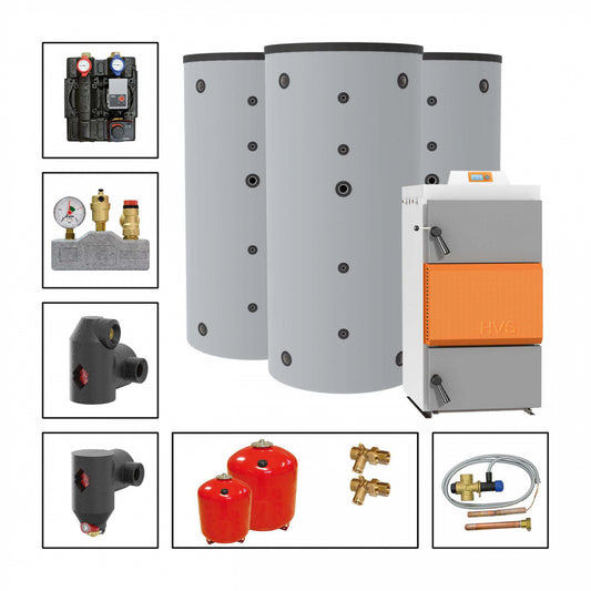 Solarbayer Holzvergaserset HVS E 40-3A Variante A (3x SLS-1000)