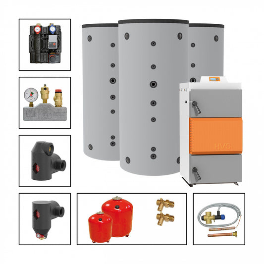 Solarbayer Holzvergaserset HVS E 40-3D Variante D (3x SLS-1000-S)