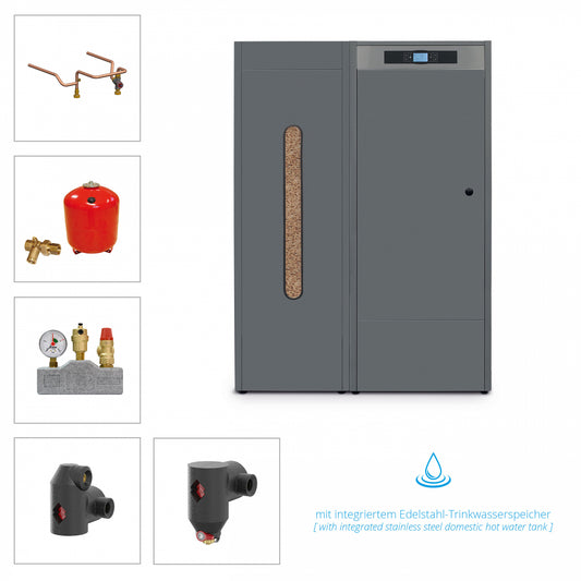 Solarbayer Pelletkesselset PLT-AC-Compact 25 mit intgriertem Trinkwasserspeicher