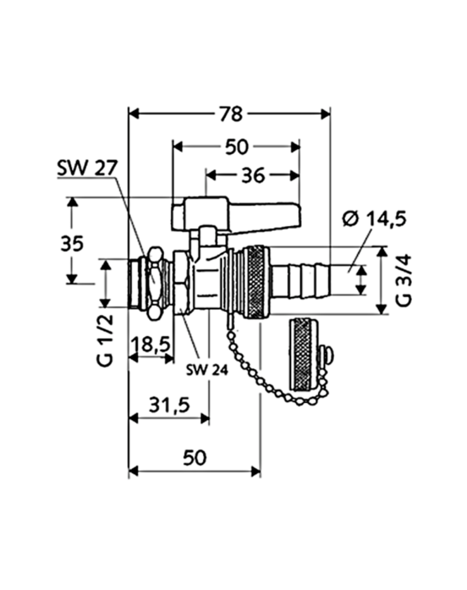 Schell F + E-Kugelhahn 1/2'' mit Hebelgriff, mattchrom, mit ASAG (selbstdichtend) 139940399
