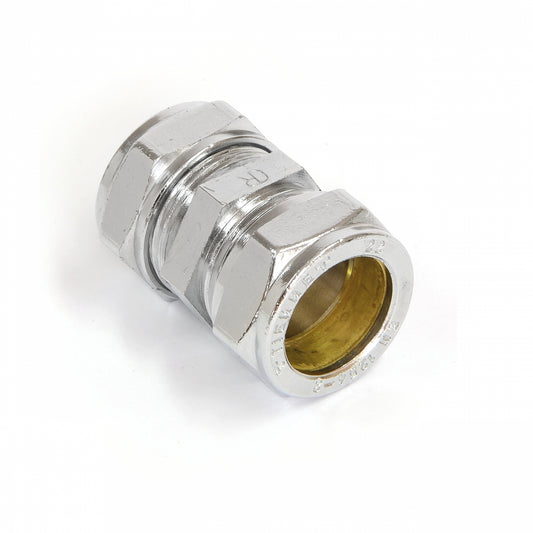 Solarbayer Verchromte Verschraubung 22mm gerade Klemmring-Verschraubungssystem