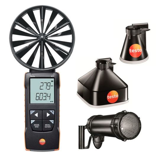 testo 417 Set 2 - Flügelrad-Anemometer mit Messtrichtern und Gleichrichter
