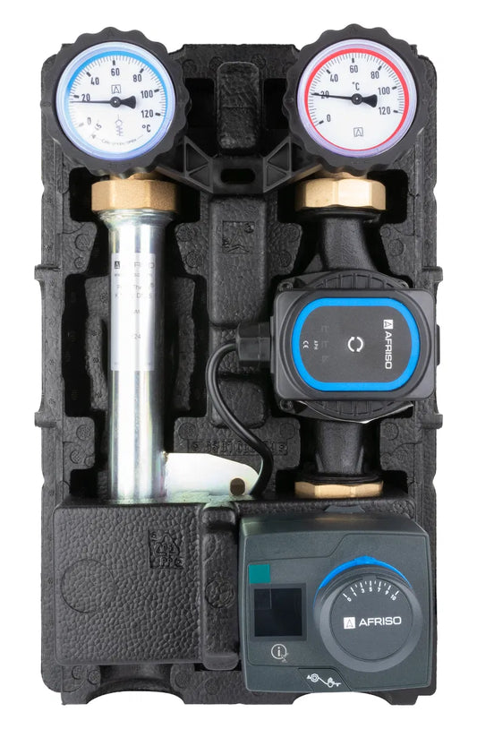 Afriso Pumpengruppe/Heizkreisset gemischt PrimoTherm K 180-2 DN25 3-WM-SM Vario (inklusive Pumpe, mit Motor), einstellbarem Kvs-Wert