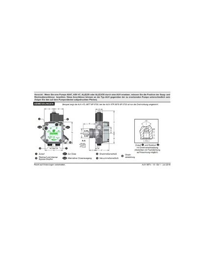 Pumpe AUV 47 L 9877 (linksdrehend) mit Viton-Dichtungen alt. für Danfoss BFP 071N7170